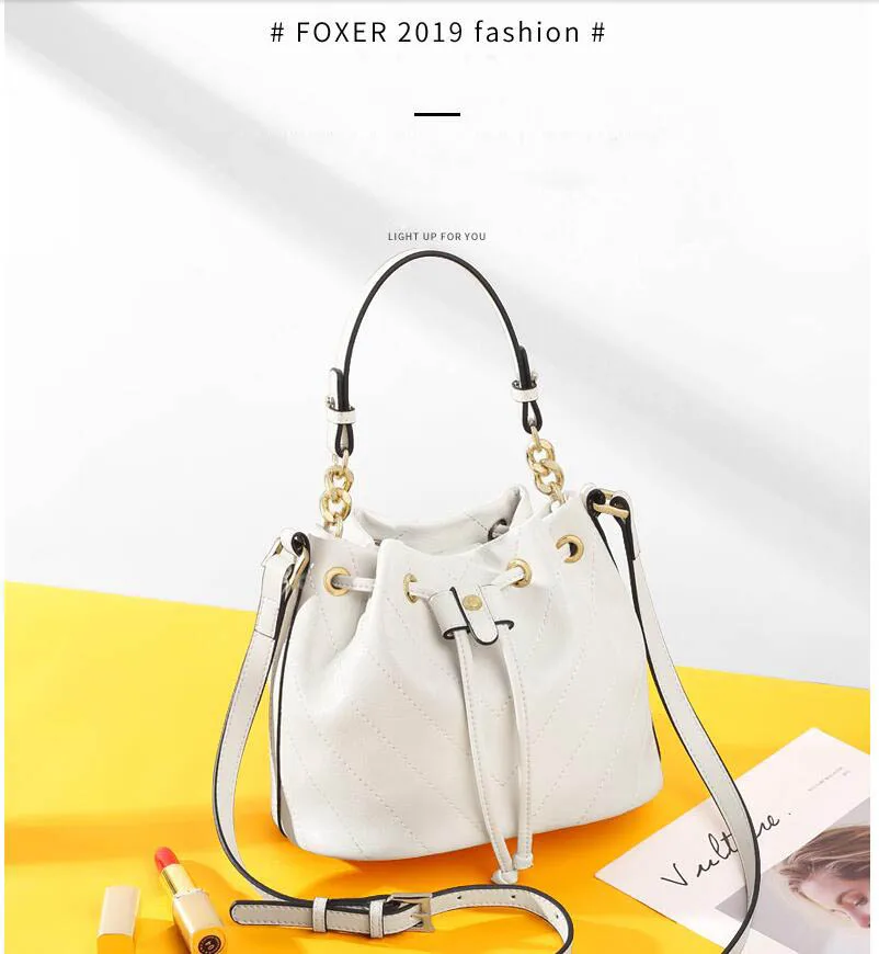 FOXER Роскошная модная Высококачественная сумка-мессенджер 2019 Новая модная сумка на одно плечо Большая вместительная простая сумка-ведро