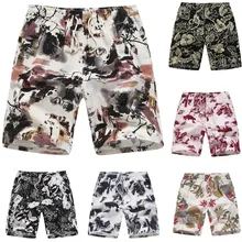 Модные летние мужские шорты с принтом, комбинированные мульти-комбинезоны с карманами, пляжные повседневные мужские штаны с эластичной резинкой на талии
