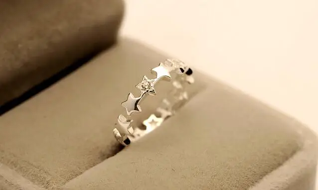 925 пробы, серебряные кольца с романтической звездой для женщин, обручальное кольцо, CZ Стерлинговое серебро, ювелирные изделия, Bague Femme VRS2109