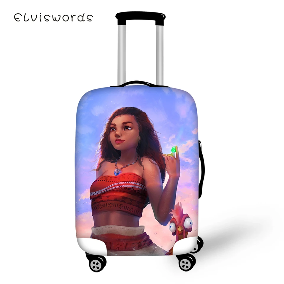 ELVISWORDS защитный чехол для чемодана Moana для девочек с принтом Эластичный Пыленепроницаемый Чехол для багажа водонепроницаемые аксессуары