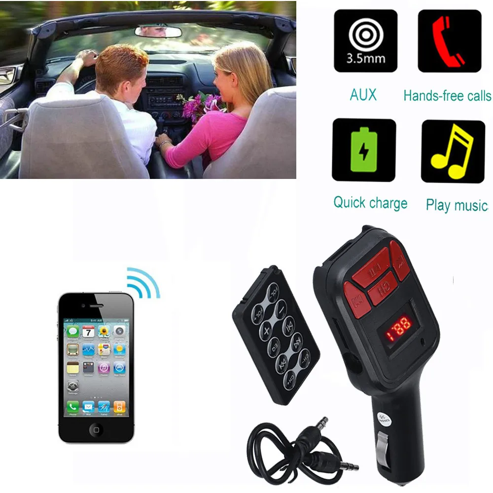 

Car Mp3 Player 87.5mhz-108.0mhz 3.5mm AUX Multifunction Car FM Transmitter Kit MP3 Player With Charger for Phone APR04