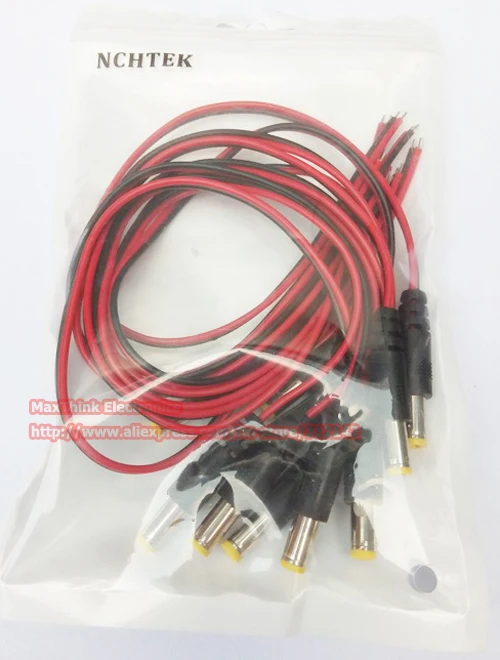 

NCHTEK DC 5.5x2.1mm Power Male lead, Security Camera DC Power Pigtail Male Plug Cable,Free shipping 50pcs