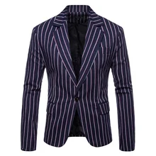YUNCLOS Повседневный полосатый приталенный мужской костюм Блейзер Модный деловой мужской пиджак на одной пуговице Мужской Блейзер спортивные пиджаки для выпускного