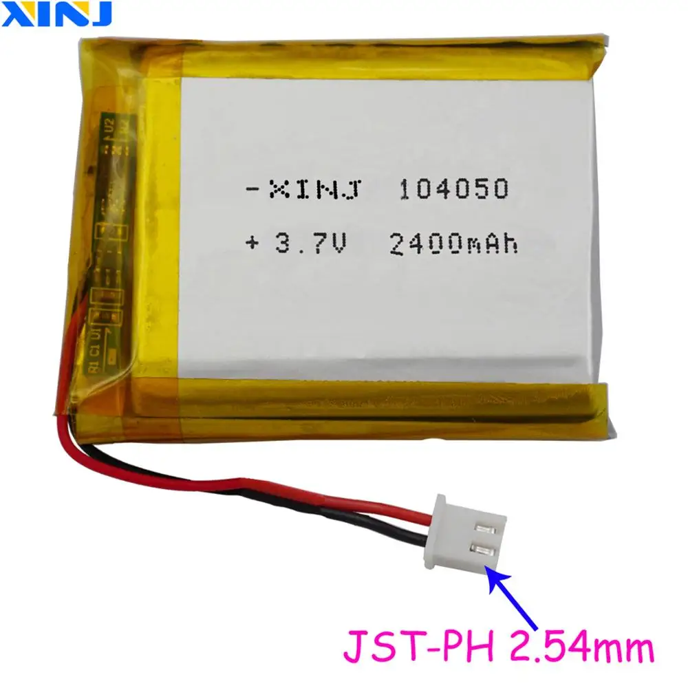 XINJ 3,7 V 2400mAh литий-полимерный аккумулятор lipo cell 104050 2pin JST 2,54 мм для gps Sat Nav Phone электронная книга PDA MID камера планшетный ПК