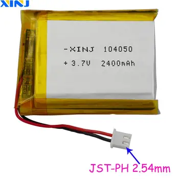 

XINJ 3.7V 2400mAh lithium polymer battery lipo cell 104050 2pin JST 2.54mm For GPS Sat Nav Phone E-book PDA MID Camera Tablet PC