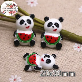 

10PCS panda with watermelon cartoon Resin Flat back Cabochon Miniature craft Art Supply Decoration Charm
