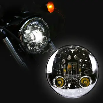 

5.75" 5-3/4" LED Black Projector Motorcycle Headlight Hi/Lo For Harley Davidson Dyna Sportster Softail XL 1200 883 X48 H4 DOT