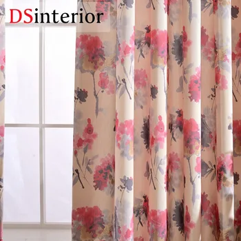 

DSinterior polyester cotton beautiful printing curtain for bedroom or living room