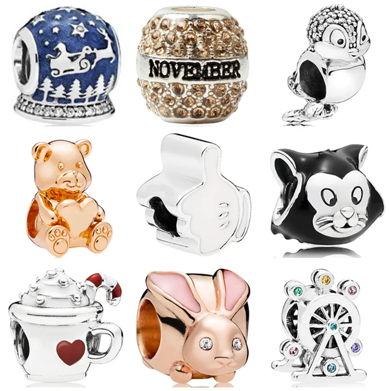

Fresh Style Bear Cat Rainbow Rabbit Crystal Mickey Beads Charms Fit Original Pandora Bracelets Trinket Jewelry for Women Gifts