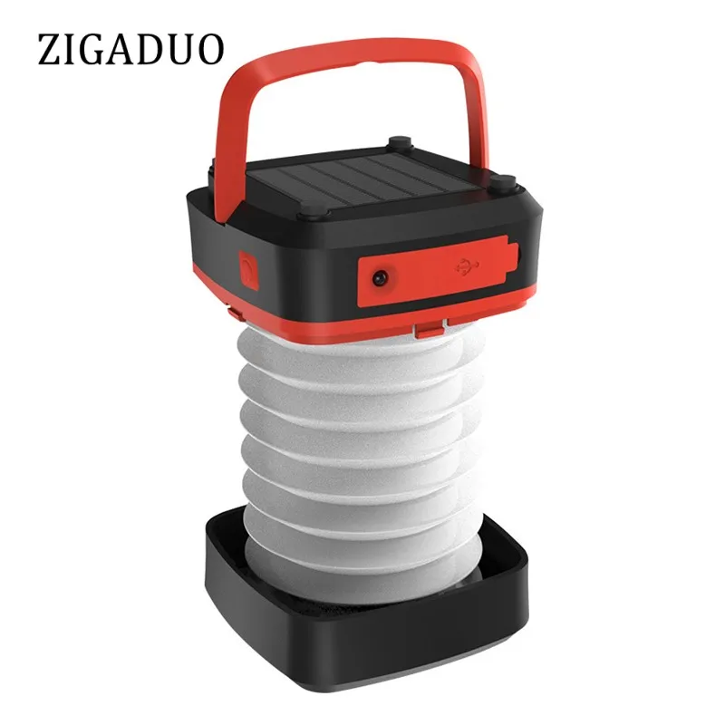 

Portable Light Lamp LED Solar Camping Lantern & USB Charging Collapsible Flashlight Emergency Power Bank Great for Tent Camping