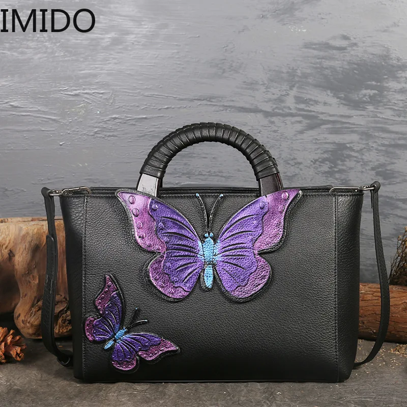 

IMIDO New Women's Shoulder-shouldered Handbag National Brand Designers Famous Genuine Leather Crossbody Fashion Leisure Travel