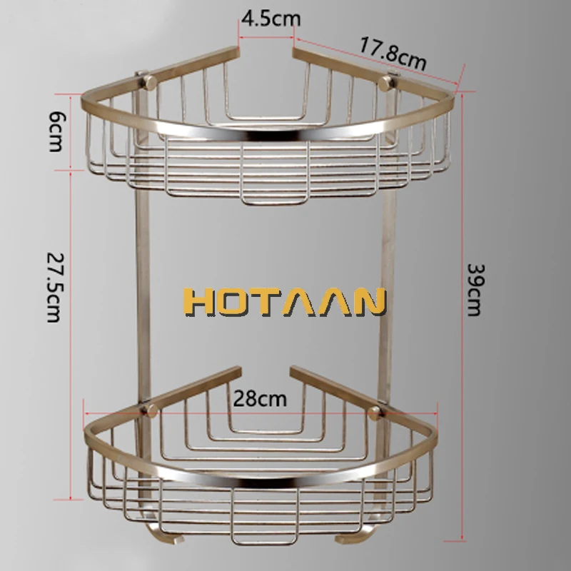 Настенный двойной ярус 304 из нержавеющей стали, треугольная душевая полка, угловая вешалка для ванной, держатель для хранения, корзина, вешалка