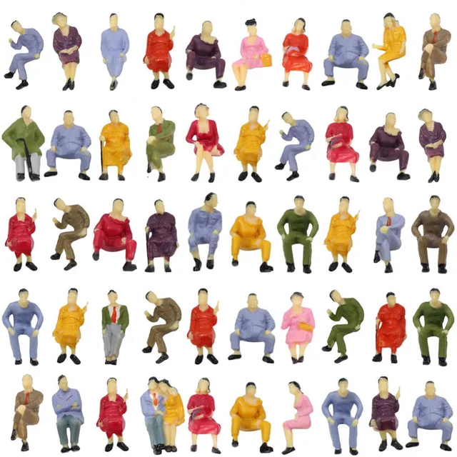 50pcs All Seated O Scale 1:43 Painted Figures Passenger Sitting Figures P4302