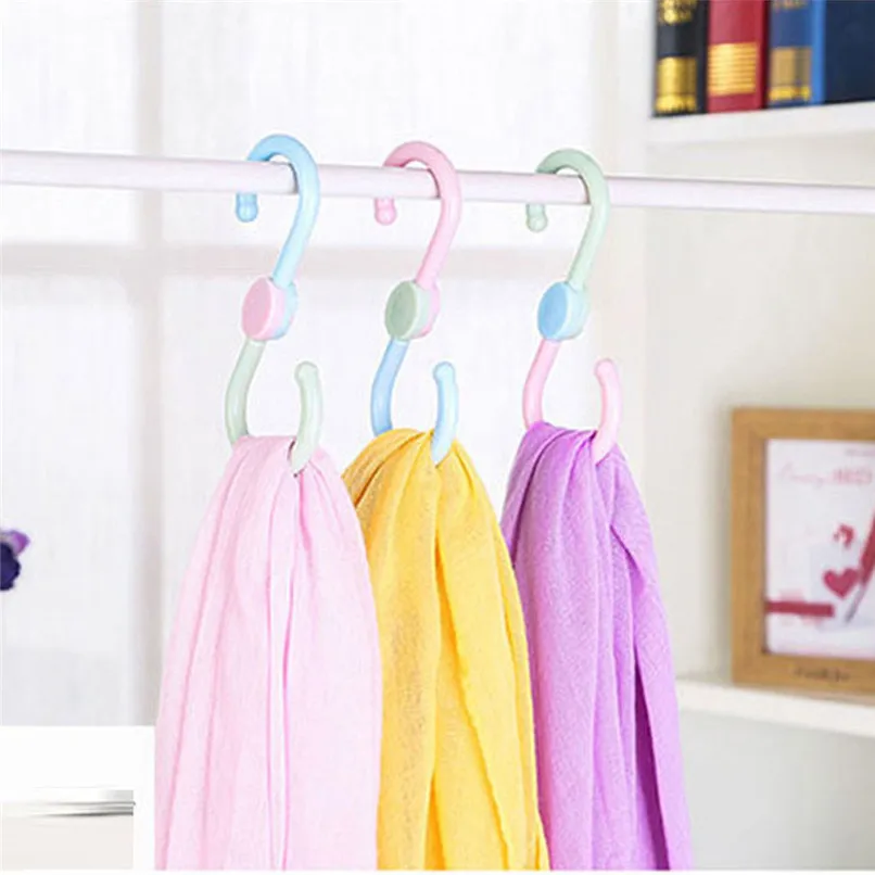 

3PC Hooks For Hanging Wardrobe Storage Hooks Plastic S Shaped Hanging Hooks Rotatable Rack Hangers Space Saving Hooks #5J10