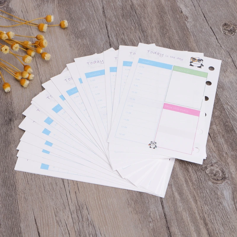 

40 sheet A5/A6/A7 Month/Week/Day Colored Refills Notebook 6 holes Internal Pages