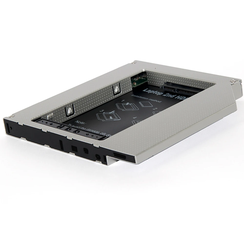 Алюминиевый корпус для 2 го жесткого диска Caddy 12 7 мм IDE к SATA 5 дюймового SSD корпуса