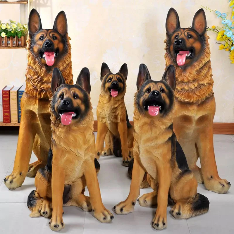

89cm Large Size Simulation German Shepherd Outdoor Garden Decor Resin FRP Pure Hand Crafts Wolfhound Ornaments Animal Sculpture