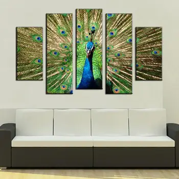 

Fallout Paintings 5 Pcs/set Artist Canvas Peacock Painting Big Size Top Home Decoration Wall Pictures For Living Room Cuadros