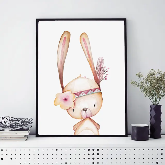 S Woodland Bunny Nursery Prints Little Bedroom S Woodland Bunny Nursery Prints Little Bedroom Decoration Animal Wall Art Painting Home Decor Picture