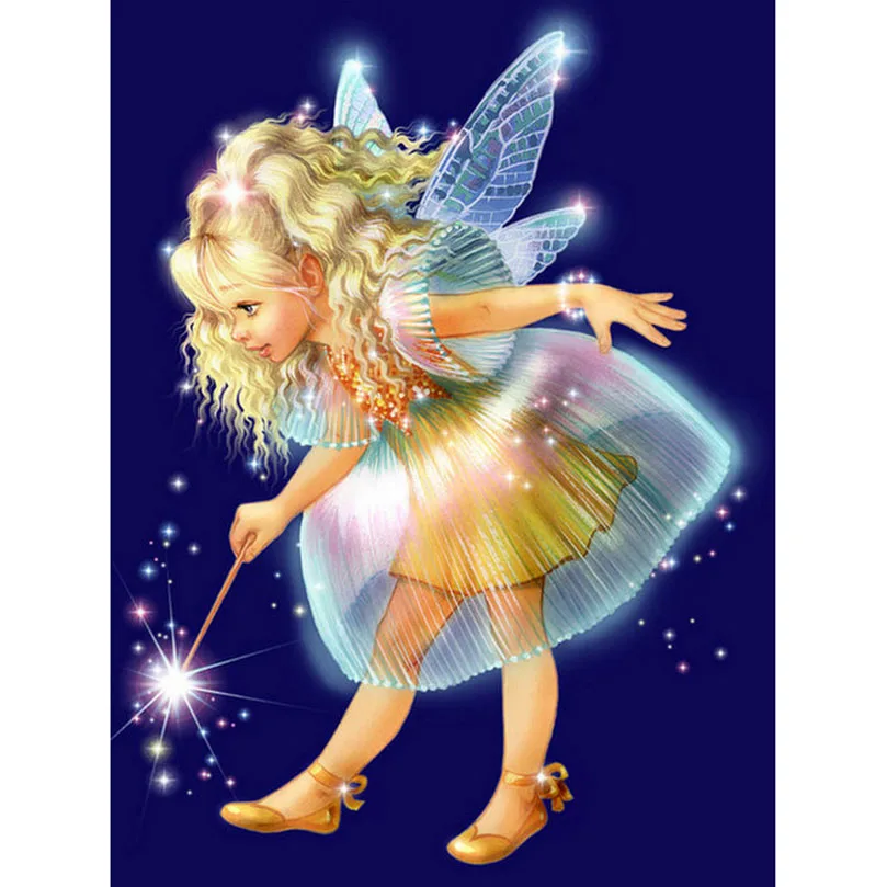 3D Diy round Diamond Embroidery Lovely little angel girl Needlework Cross Stitch Resin Full Diamond Painting needlework