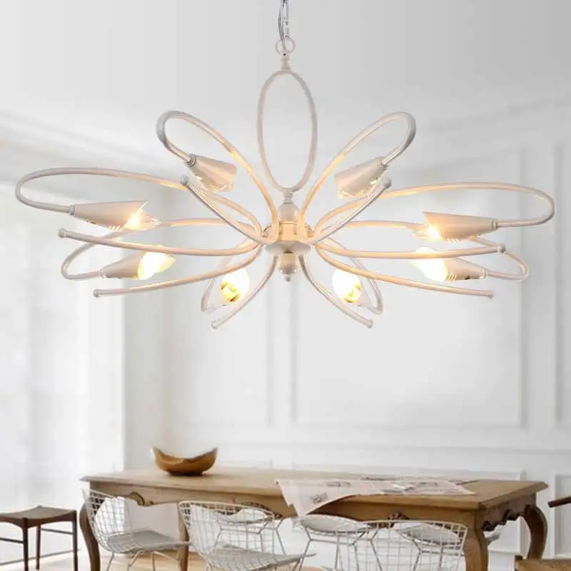 Modern Chandelier for Living Room Bedroom Hanging Iron White Chandelier Art Deco Style BLC1515