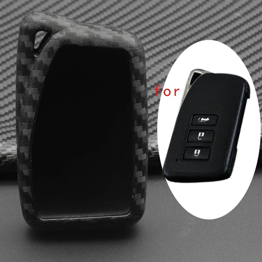 

jingyuqin Silicone Carbon Fiber Style Key Remote Key Shell Cover Fob Case Bag Fit For Lexus IS ES NX RX GS LX RC 2016 2017 2018