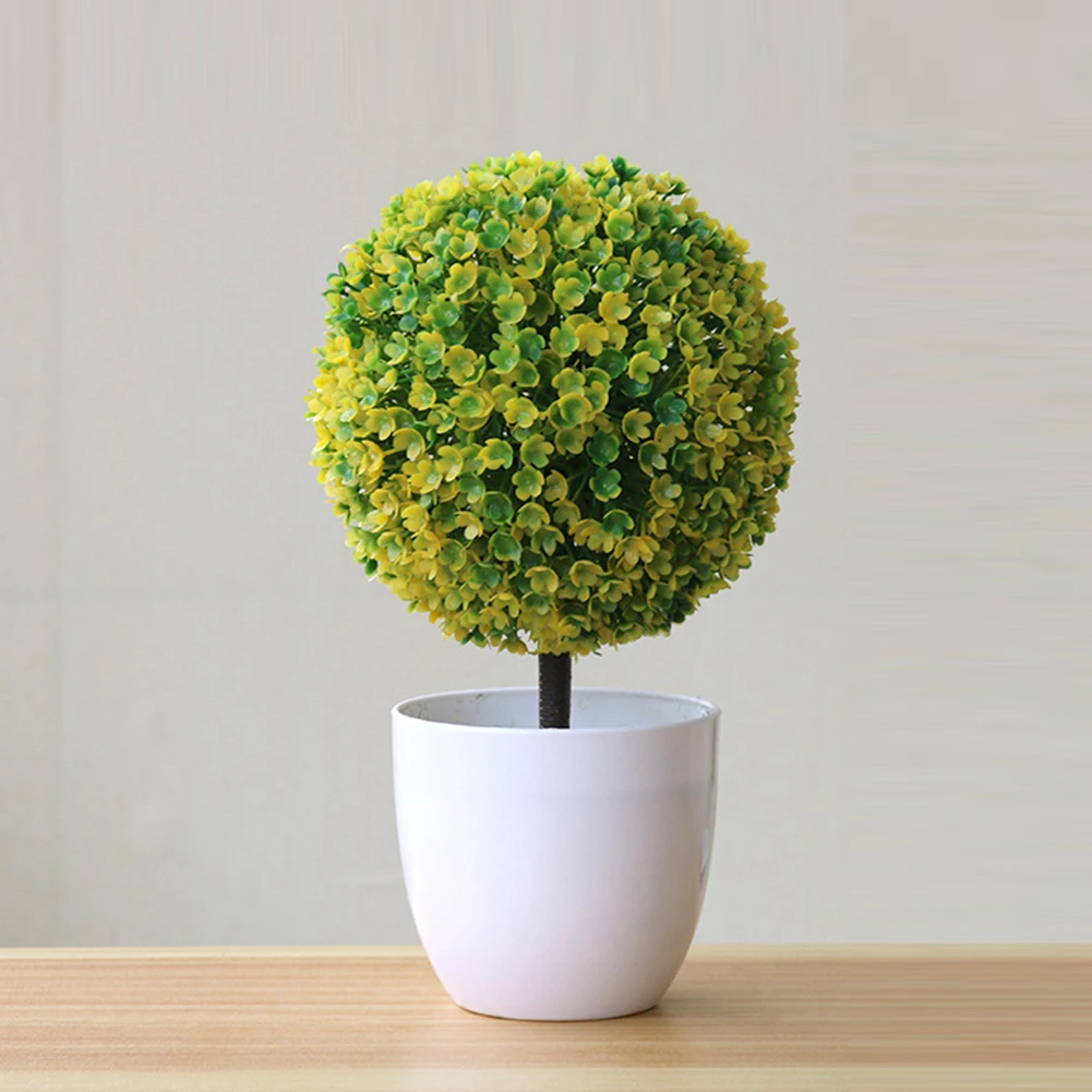 Искусственный орнамент в горшке Топиарий в форме шара форма бонсай поддельное растение для украшения дома домашний декор