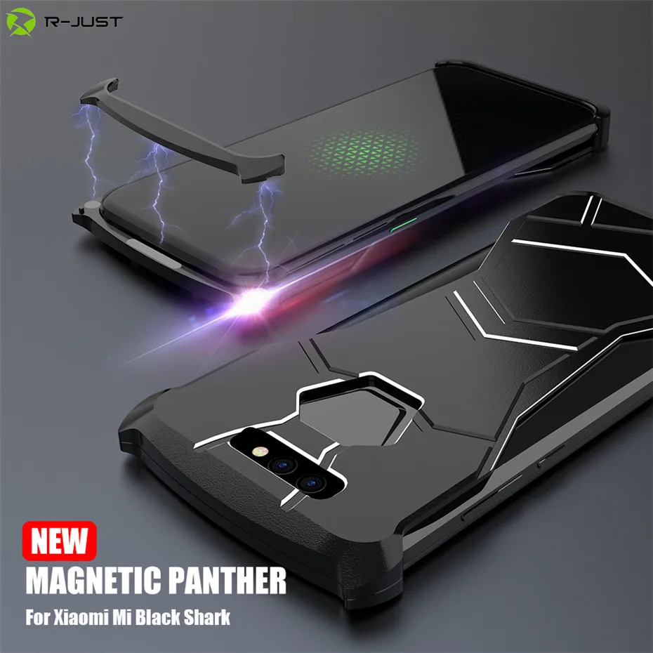 R-Just Magnetic Panther For Xiaomi Blackshark Black Shark Helo Cover Magnet Aluminum Metal Back Case Coque Mi |