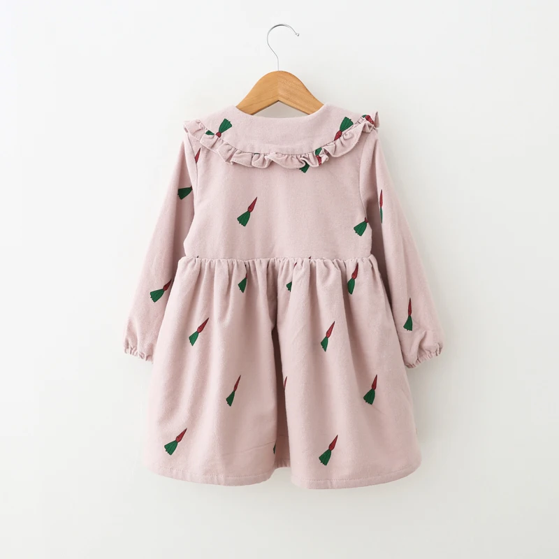 Платье для маленьких девочек; зимняя теплая хлопковая флисовая одежда; платья для девочек; детский модный костюм с морковным принтом; 3 года; распродажа