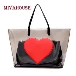 Miyahouse любовь Модные принты Crossbody сумка для Для женщин большой Ёмкость сумка на плечо для женщин корейский стиль ПВХ Материал