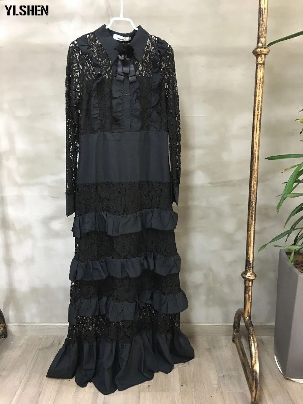 African Dresses for Women Dashiki Lace African Clothes Plus Size Fungus Edge Cake Africa Dress Africaine Robe Femme Long Dress 04