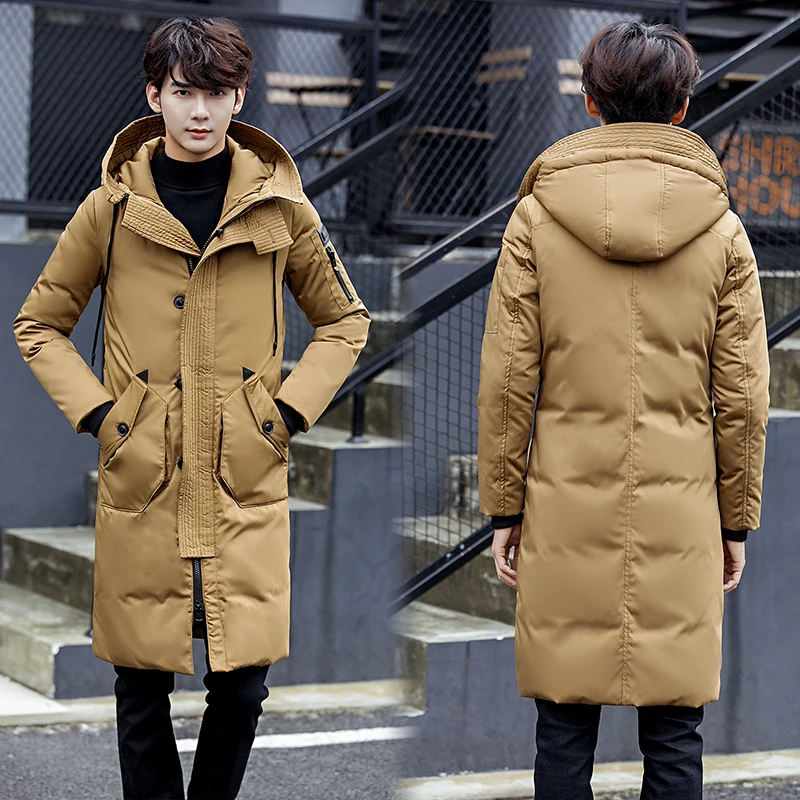 

B Hooded Long Winter Duck Down Parkas Men Casual Clothing Outwear Down Jackets Male Thick Fashion Puffer Jacket plus size 3XL