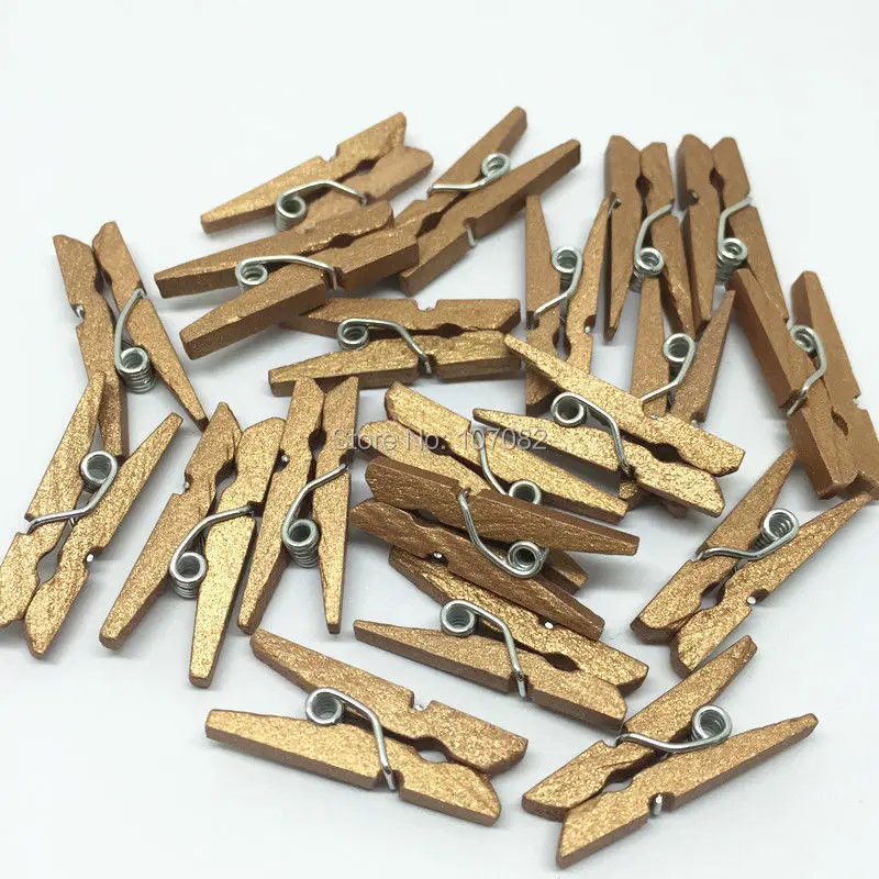 100pcs 25mm Gold Color Mini Wood Pegs Clothespins Clothes Pins For Scrapbooking Stamping Kids