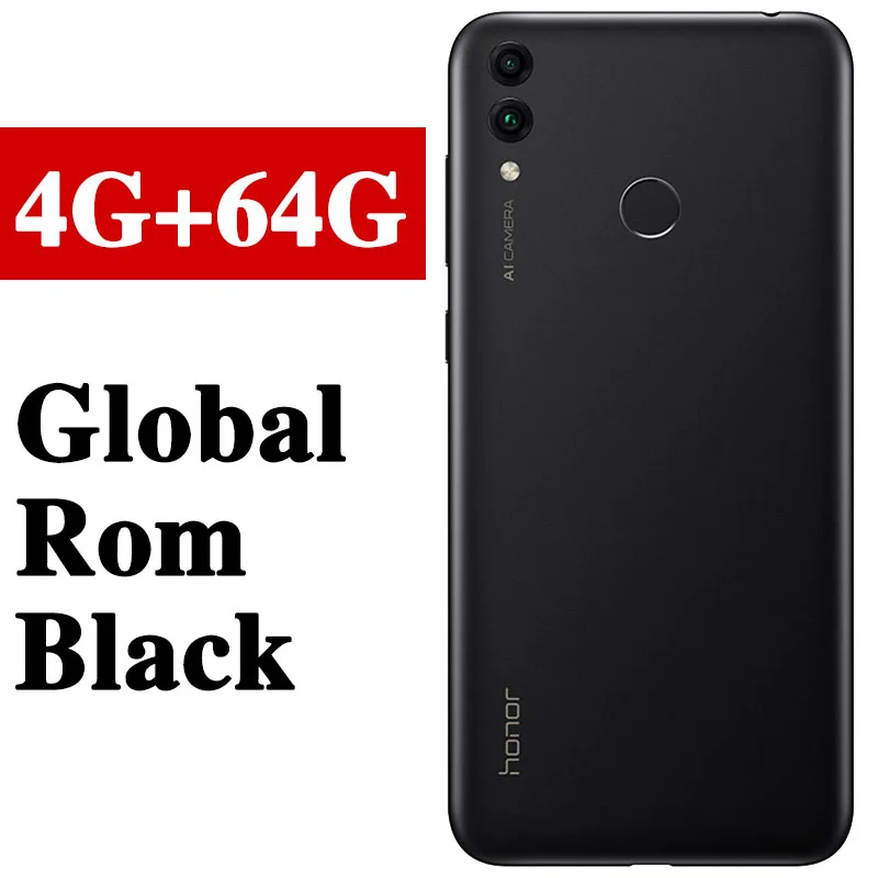 Глобальная прошивка поддержка HONOR 8C 6,26 дюймов Snapdragon 632 Octa Core 4000 мАч 3 карты VoLTE Face ID полный Экран мобильного телефона из закаленного стекла - Цвет: 4G 64G Black