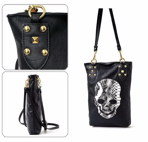 Горячее предложение, новые дизайнерские Сумки из искусственной кожи с черным черепом в стиле панк, женская сумка через плечо, женская сумка через плечо, сумка для покупок qq01