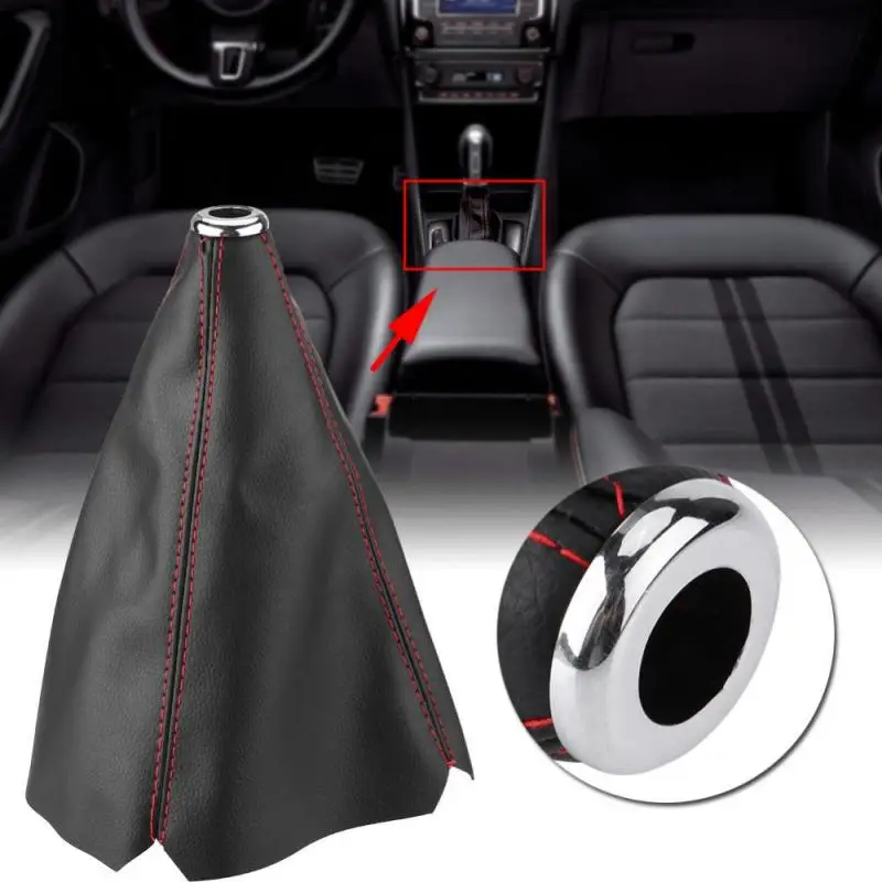 GEAR GAITER BLACK LEATHER RED STITCHING