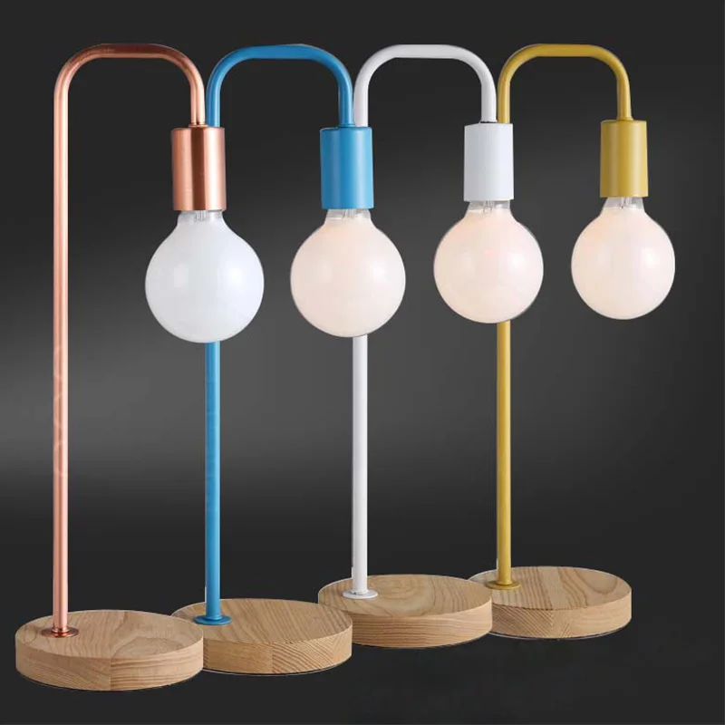 Solid Wood Base Design Floor Table Lamp Bedside Led Desk ...