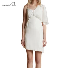AEL одно плечо металлические цепи рукава накидки короткое платье новые эксклюзивные пользовательские элегантные дамские платья вечерние платья