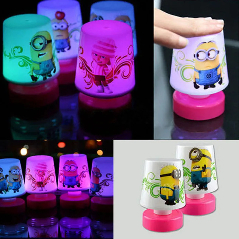 New Minions Pat Design 110v LED Changing Table Lamp Night Light Lamps