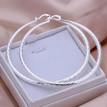 

Hot! 925 jewelry silver plated earring ,fashion jewelry For Women, Yu Wen round ear ring - large /DLJIPMYX TVBPWBNI