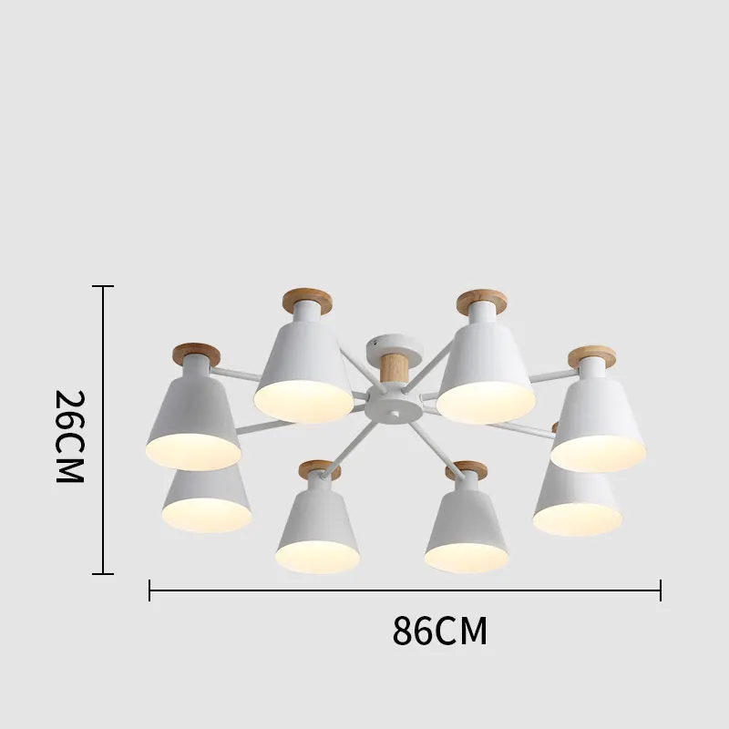 Деревянный Макарон романтичная люстра красочные современный простой Внутреннее освещение 3/6/8 в простом стиле для гостиной, спальни, лампа теплоты 0113 - Цвет абажура: white-8 head