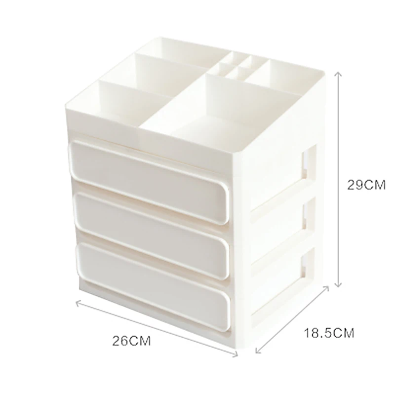 DIY Multi-layer Plastic Container Box For Makeup Drawers Cosmetic Storage Box Jewelry Make Up Organizer Case Office Boxes - Color: White 4-layers