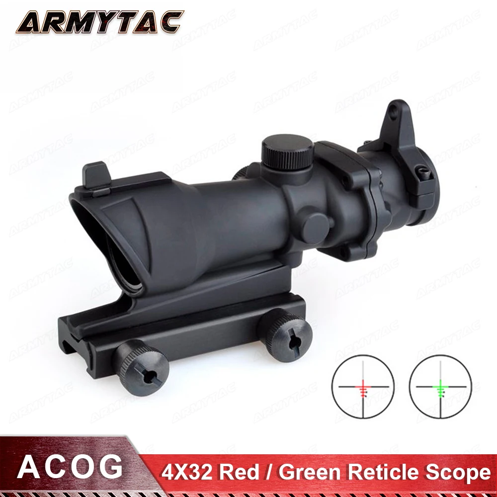

Acog 4X32 Scope With Iron Mount Telescopic Optical Sight Sniper Riflescope Hunting Shooting Rifle Scope