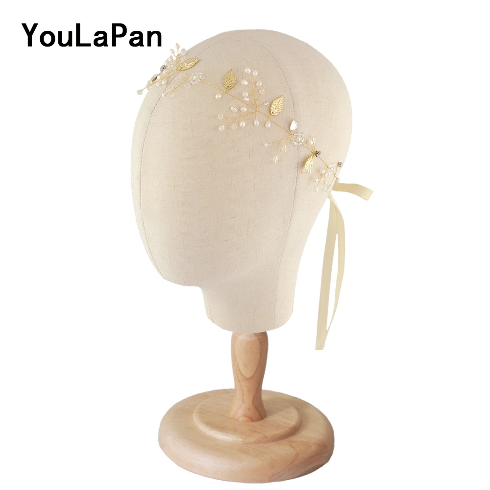 YouLaPan, HP71-G, Золотая свадебная тиара, хрустальные свадебные аксессуары для волос, жемчужная Свадебная повязка на голову, свадебные украшения для волос, свадебная повязка на голову