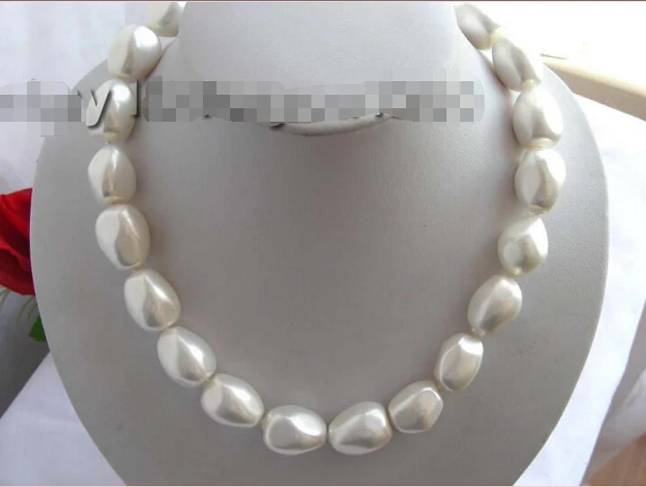 

Amazing!16x20mm White Baroque Shell Pearl Necklace! #f1506!