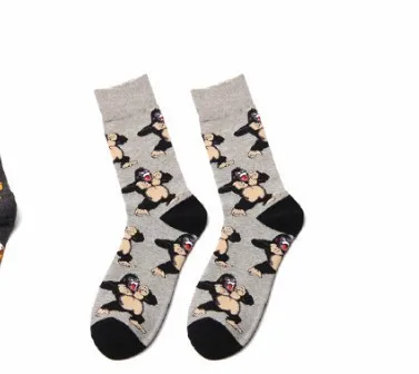 28 цветов, носки для счастливых мужчин, забавные носки для мужчин, женские носки с животными, инопланетяне, детские носки с усами, новые носки, носки из чесаного хлопка, забавные носки - Цвет: Коричневый