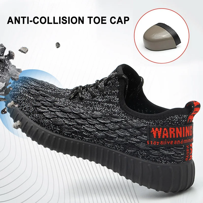 ضوء العمل أحذية السلامة الانزلاق على الرجال الأحذية الصلب اصبع القدم مكافحة ثقب أحذية أمان الرجال رياضية الراحة الذكور أحذية الكبار الأحذية