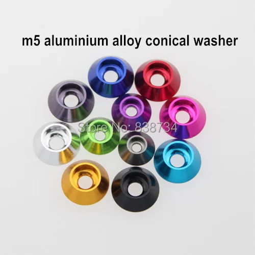 

50pcs m5 aluminium alloy anodized color car model conical washer conical gasket conical shim (please note which color you need)