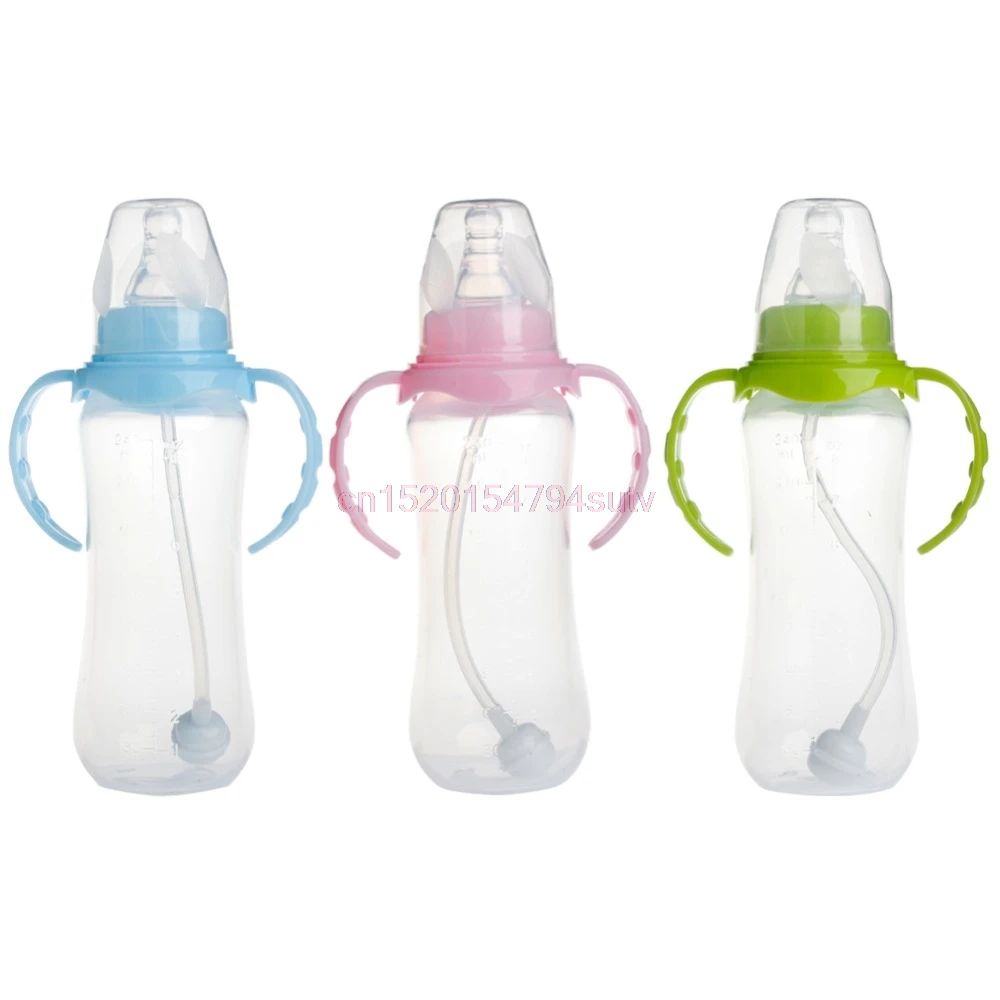 

Baby Infant Milk Feeding Nipple Bottle Nurser Neck Anti-colic New 240ML Standard #h055#
