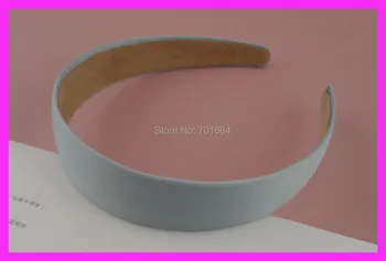 

10PCS 28mm light aqua-blue fabric covered plain plastic hair headbands with velvet back at free shipping